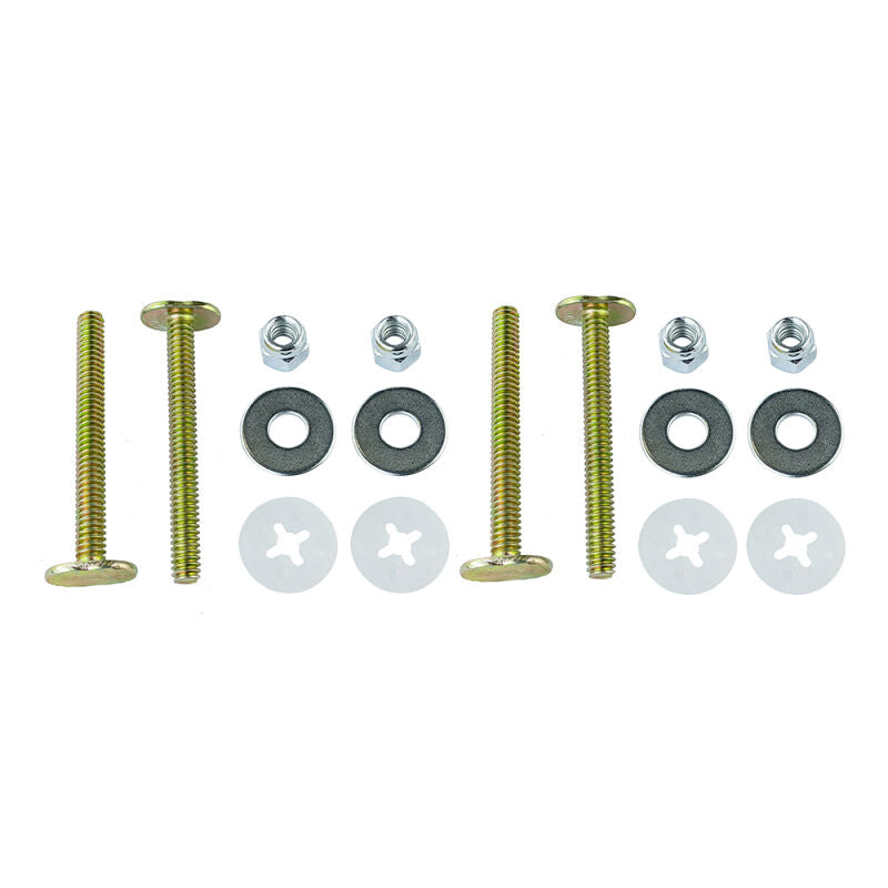 1/4" x 2-1/4" Zinc Plated Galv Iron Closet Bolts w/Iron Nuts And Washers w/Retainers Pair