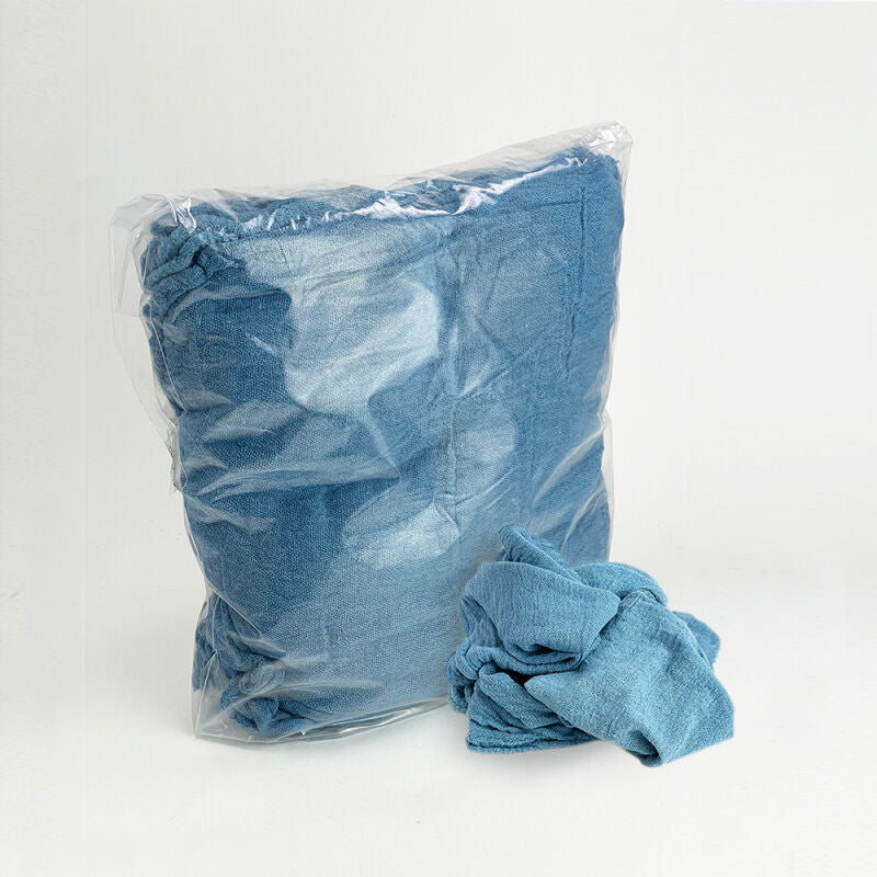 100% Cotton Blue Shop Rag 2 lb Compressed Bag (20 Per Case)