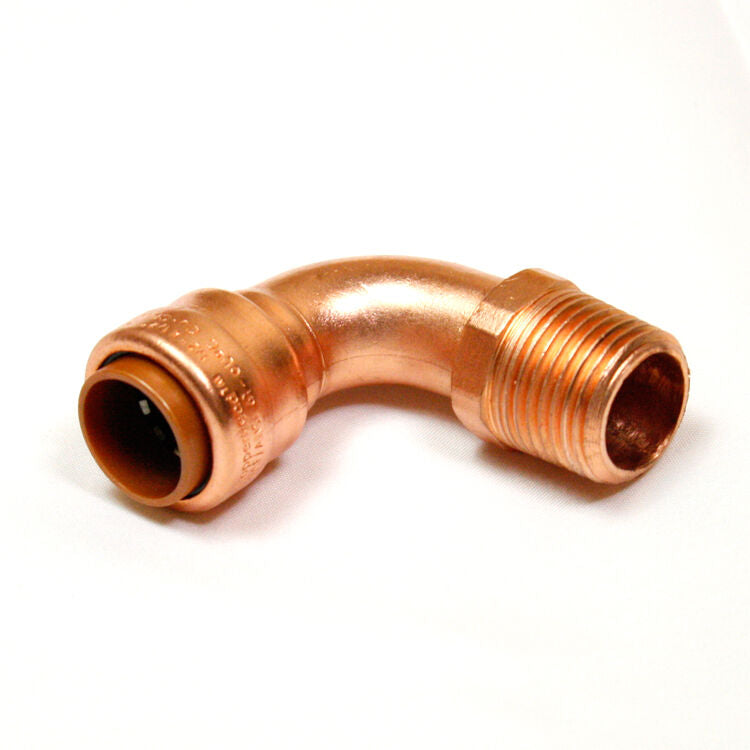 1/2" Push Connect Copper 90 Degree MIP Elbows