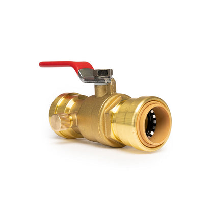 3/4" Push Connect Brass Full Port Ball Valves w/Drain