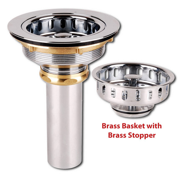 Basket Strainer with Heavy Duty Brass Body and Brass Stopper