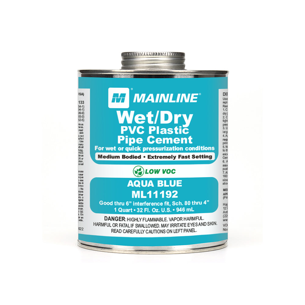 32 oz Aqua Blue Wet/Dry Medium Body PVC Cement